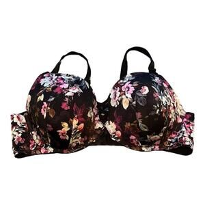 Torrid Curve 360 Push-up Plunge Black Floral Pink Cream Women’s Size 44D